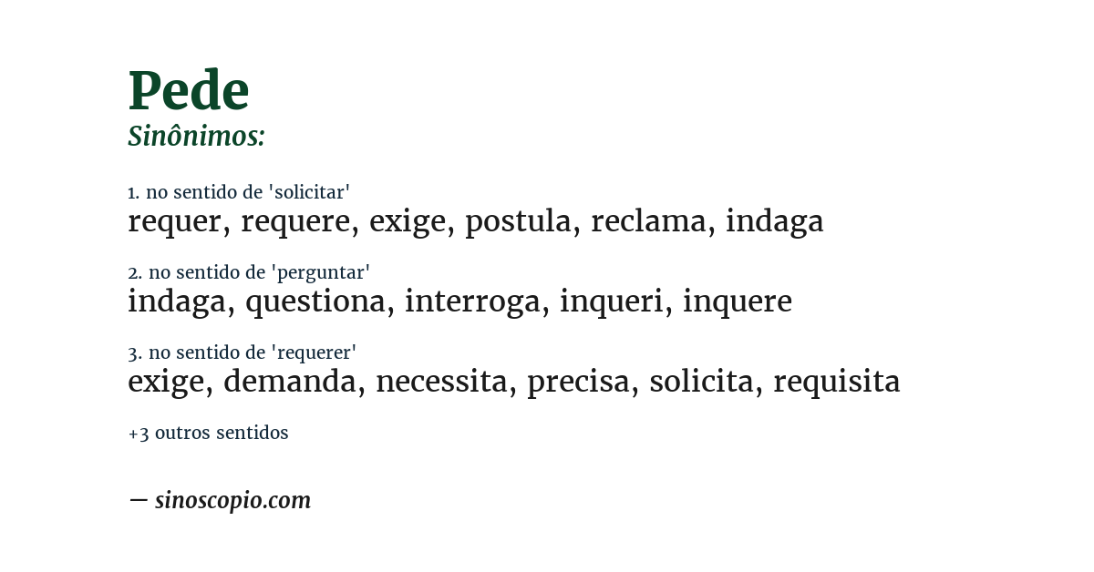 Sinônimo de pede