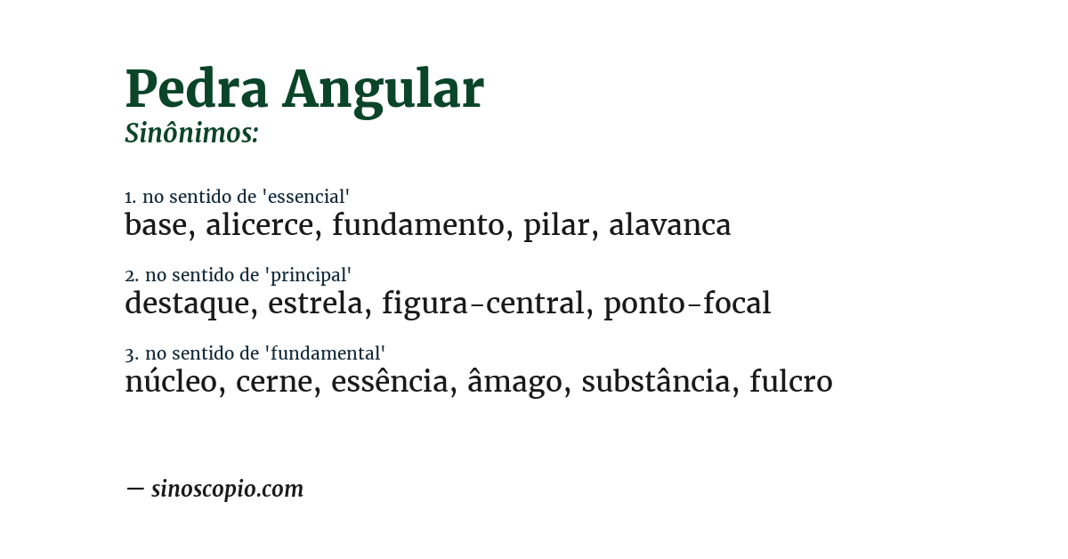 Sinônimo de pedra angular