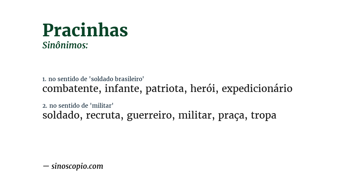 Sinônimo de pracinhas