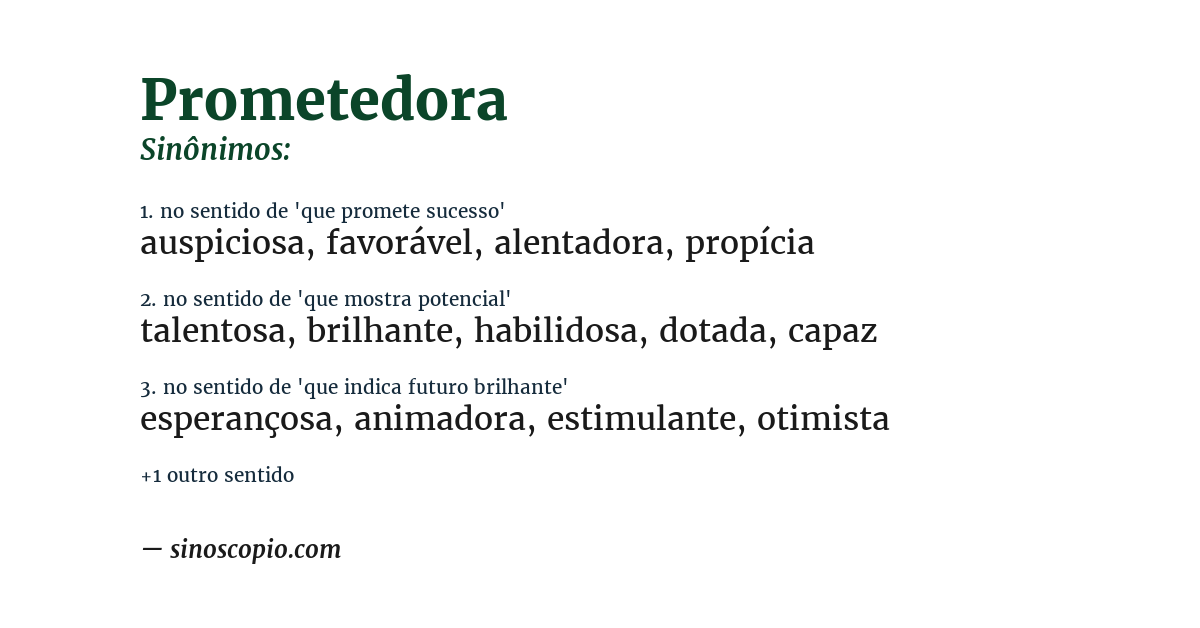 Sinônimo de prometedora