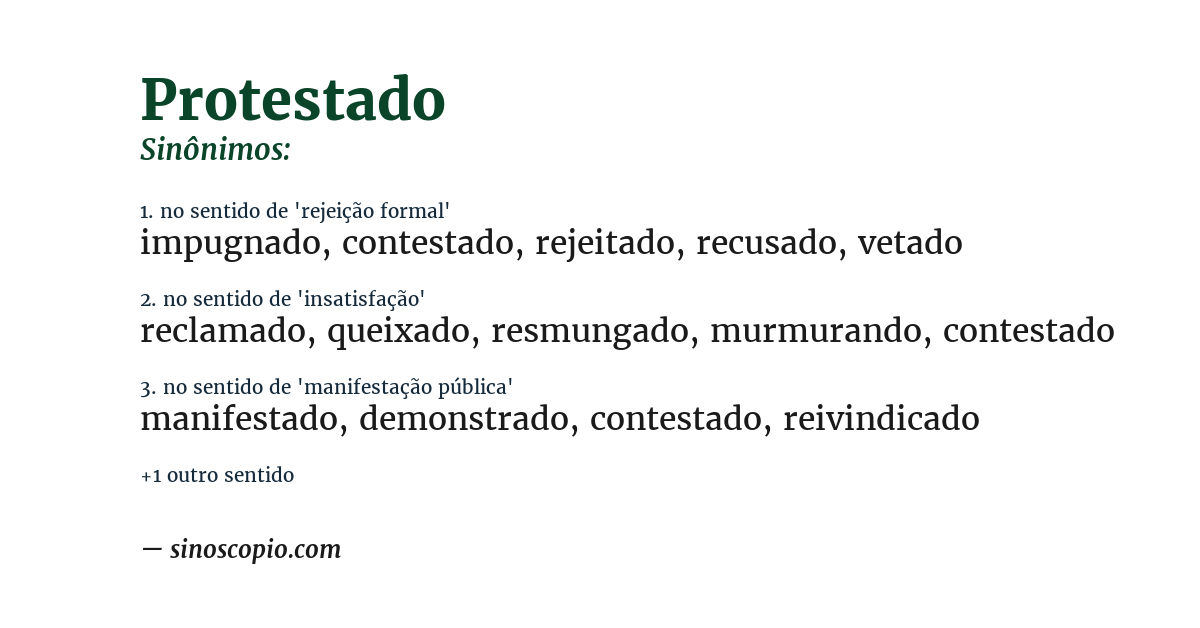 Sinônimo de protestado