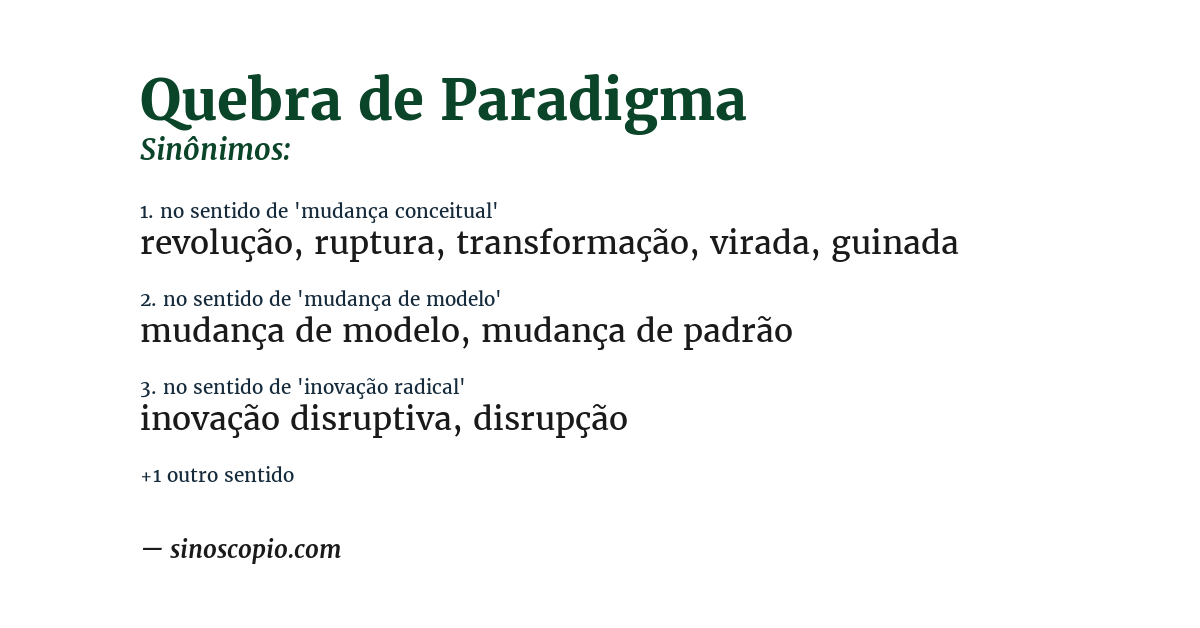 Sinônimo de quebra de paradigma