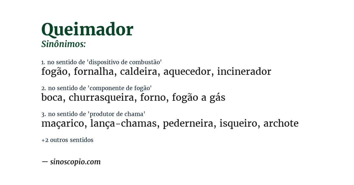 Sinônimo de queimador