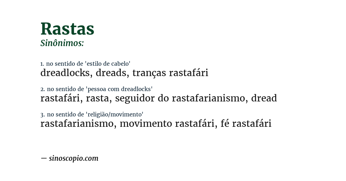 Sinônimo de rastas
