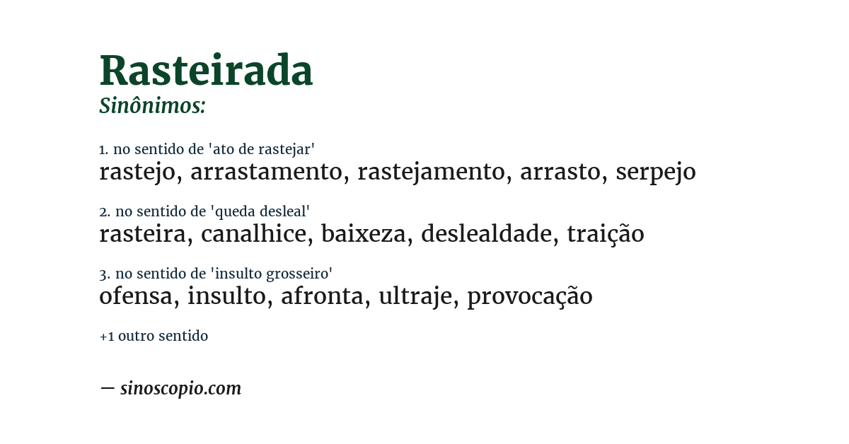 Sinônimo de rasteirada