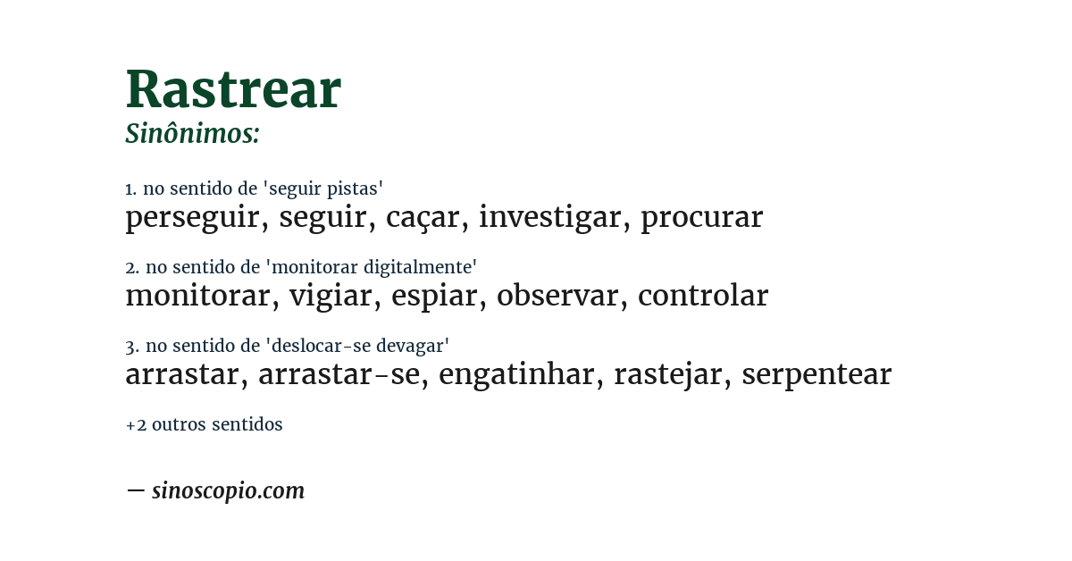Sinônimo de rastrear