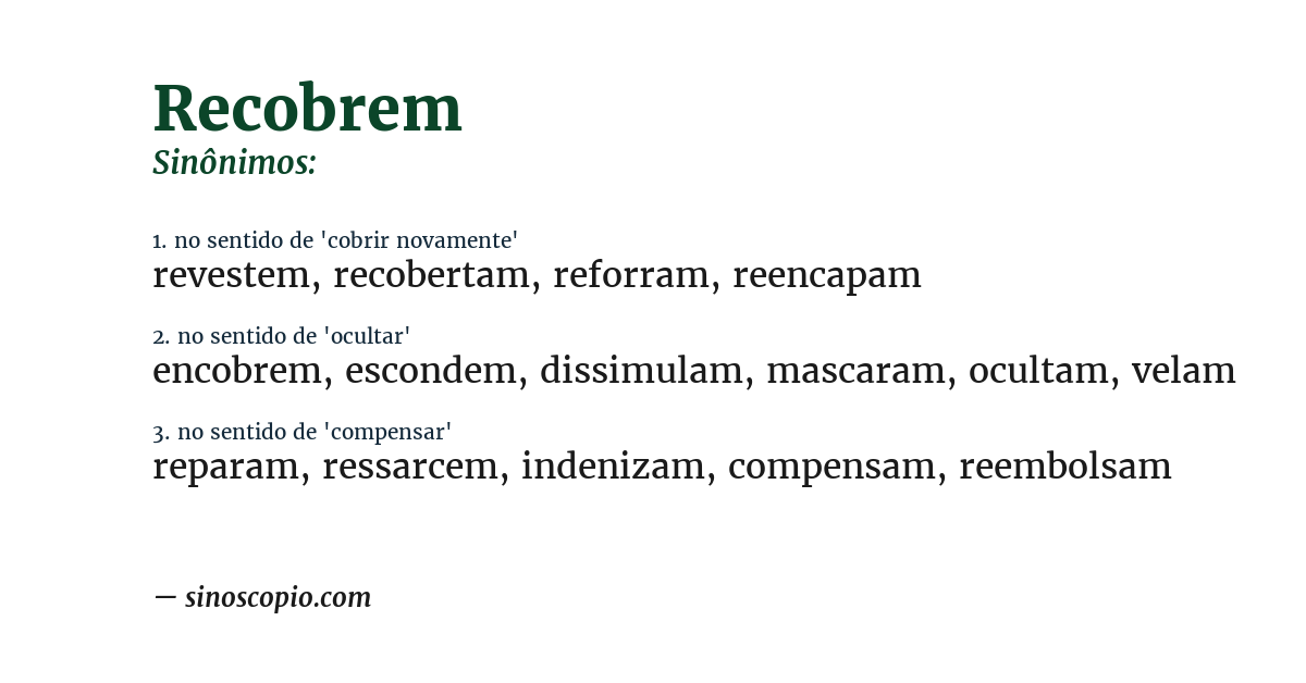 Sinônimo de recobrem
