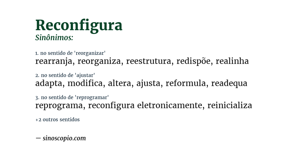 Sinônimo de reconfigura