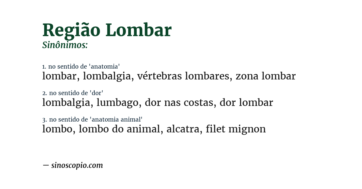 Sinônimo de região lombar