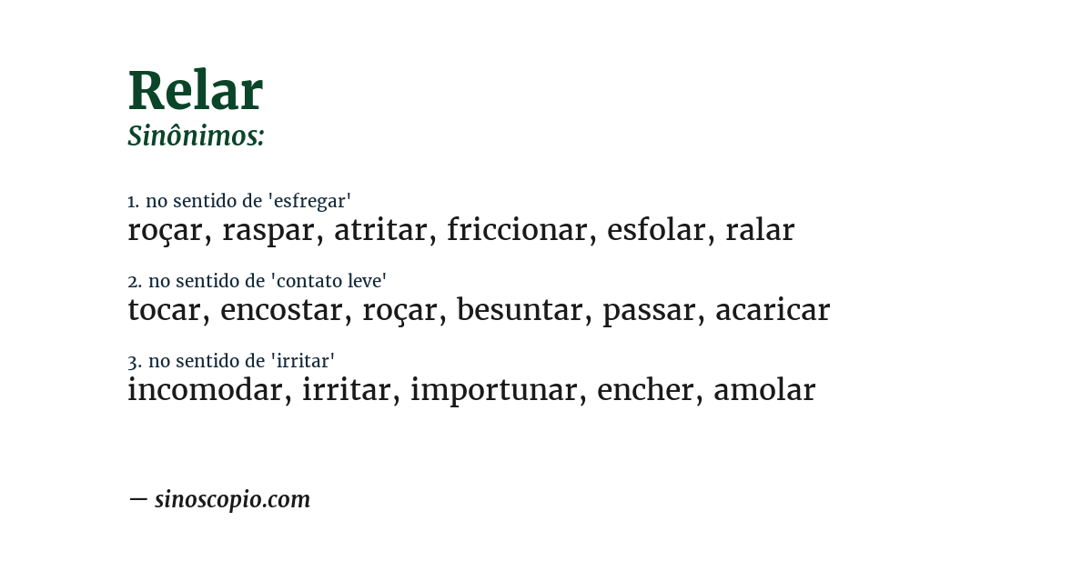 Sinônimo de relar