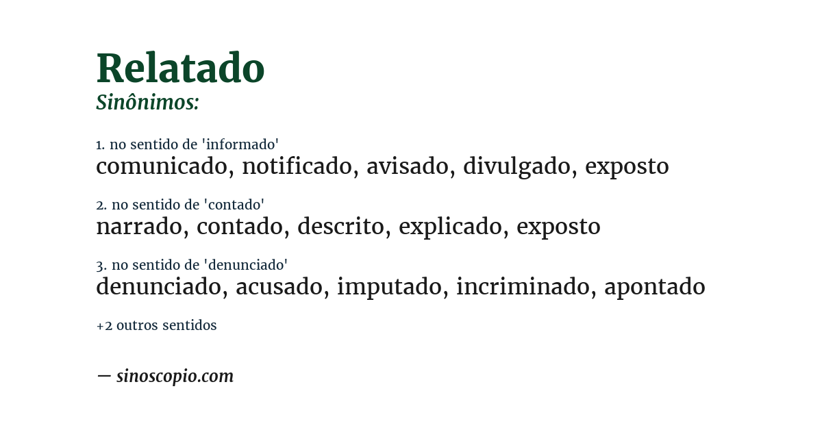 Sinônimo de relatado