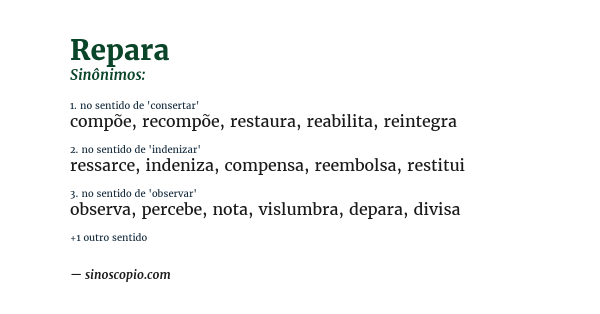 Sinônimo de repara