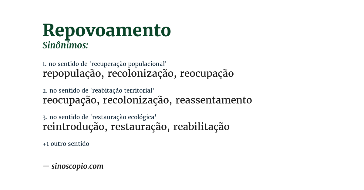 Sinônimo de repovoamento