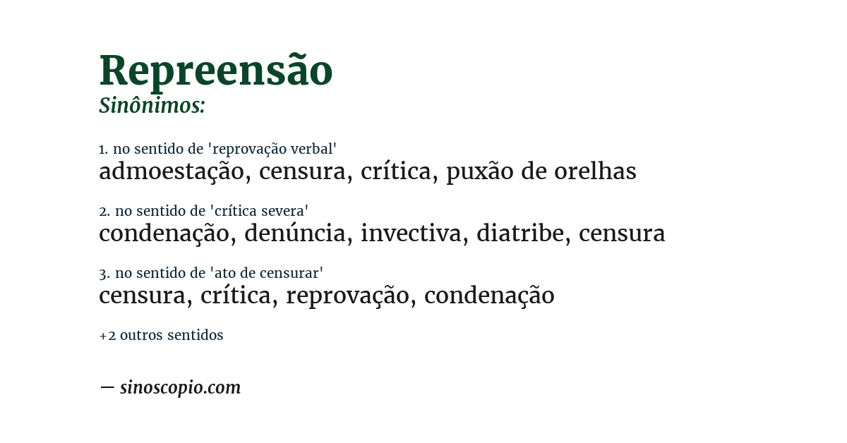 Sinônimo de repreensão