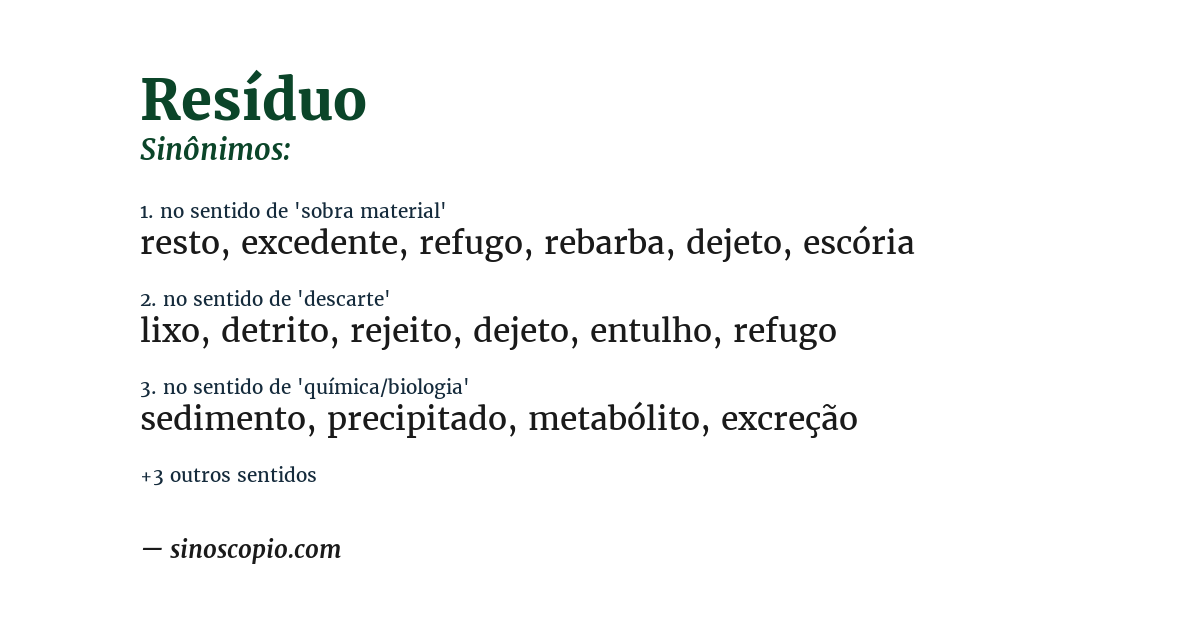 Sinônimo de resíduo