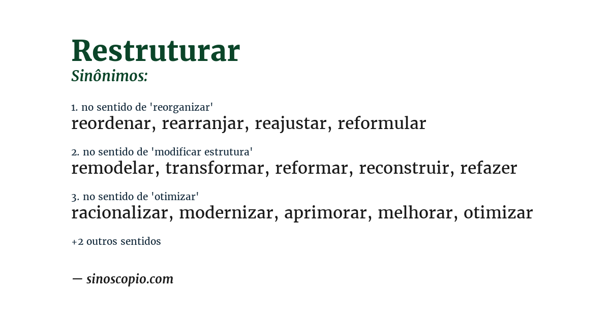 Sinônimo de restruturar