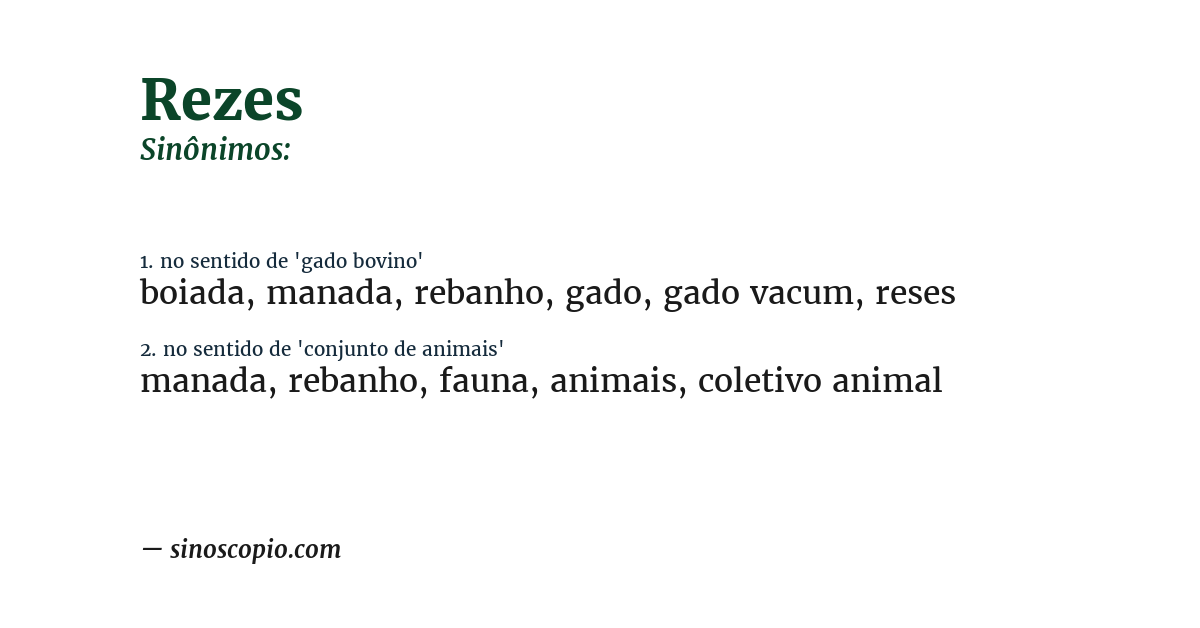 Sinônimo de rezes
