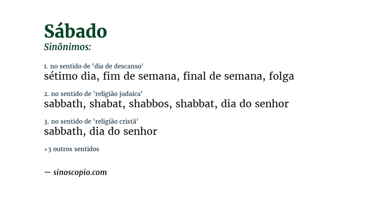Sinônimo de sábado