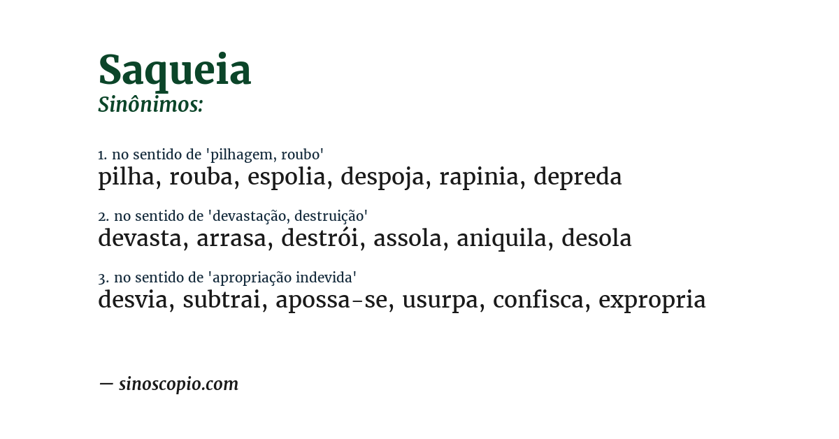 Sinônimo de saqueia
