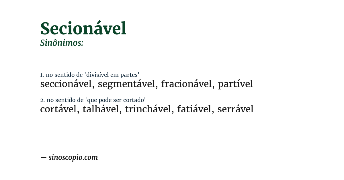 Sinônimo de secionável