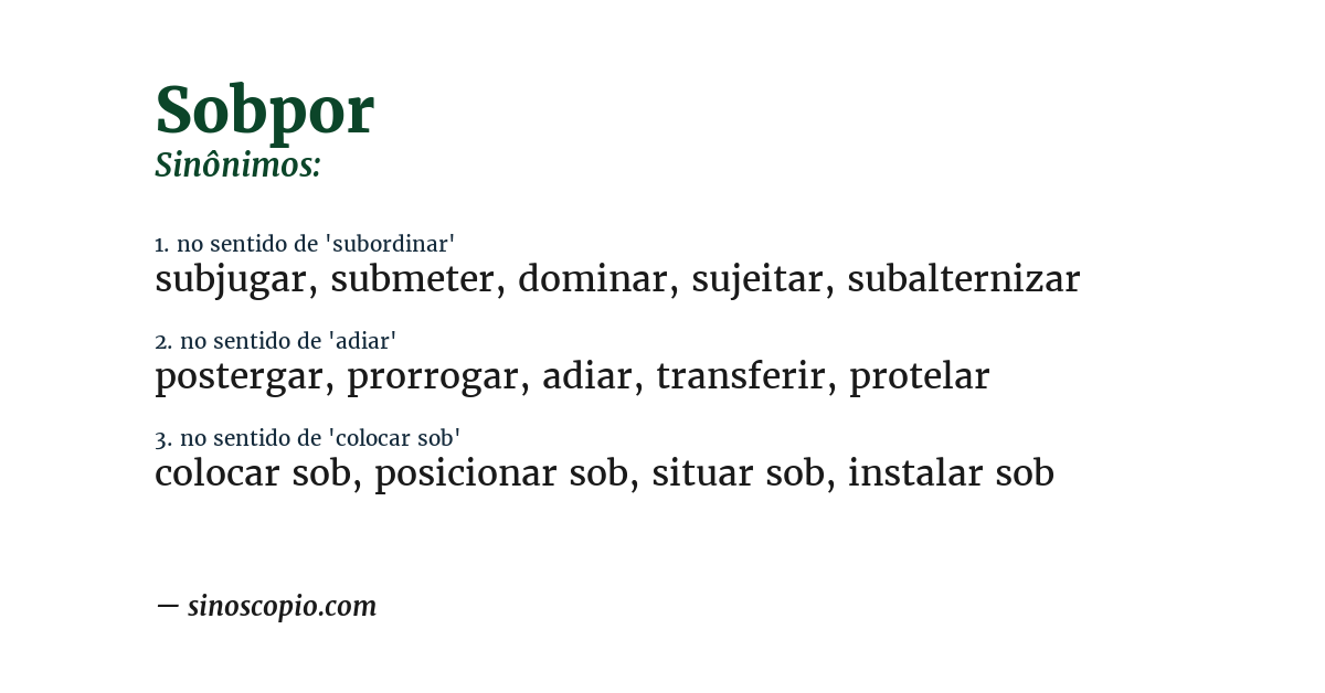 Sinônimo de sobpor