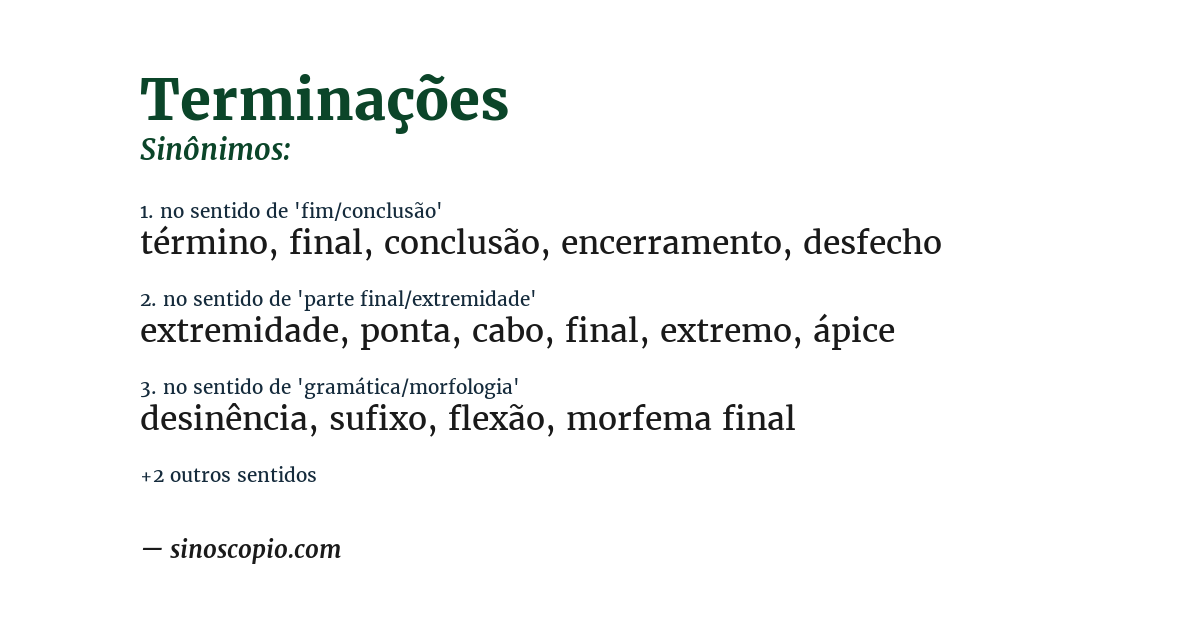 Sinônimo de terminações