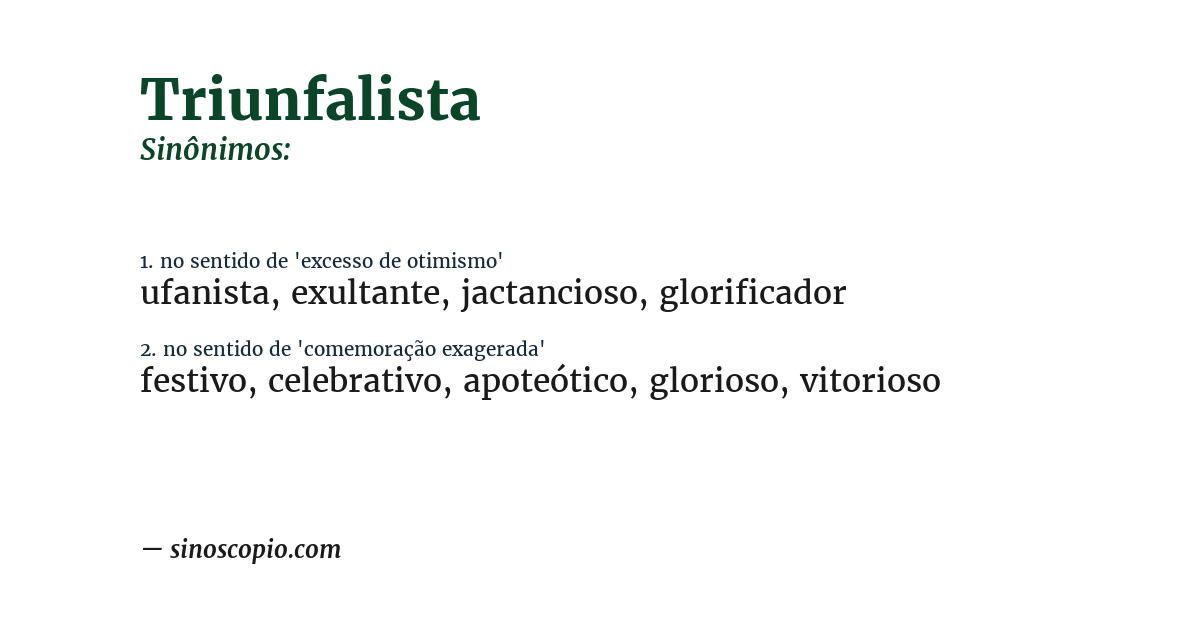 Sinônimo de triunfalista