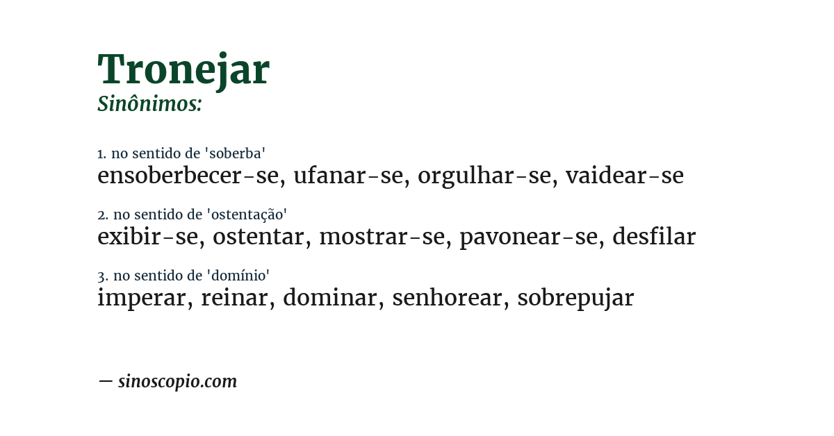 Sinônimo de tronejar