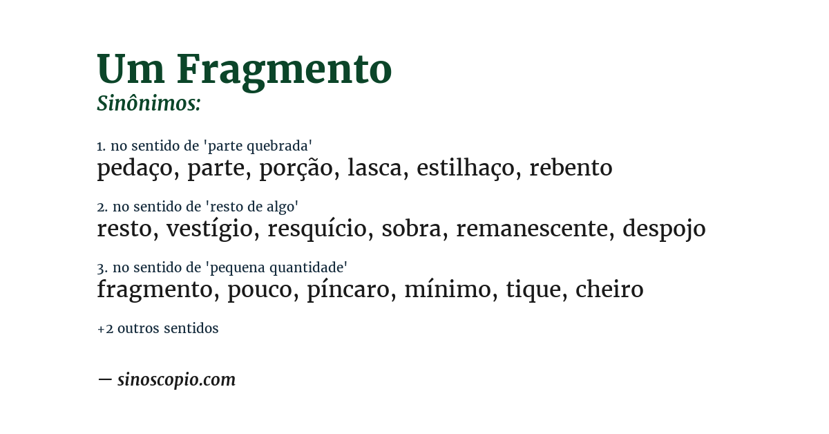 Sinônimo de um fragmento