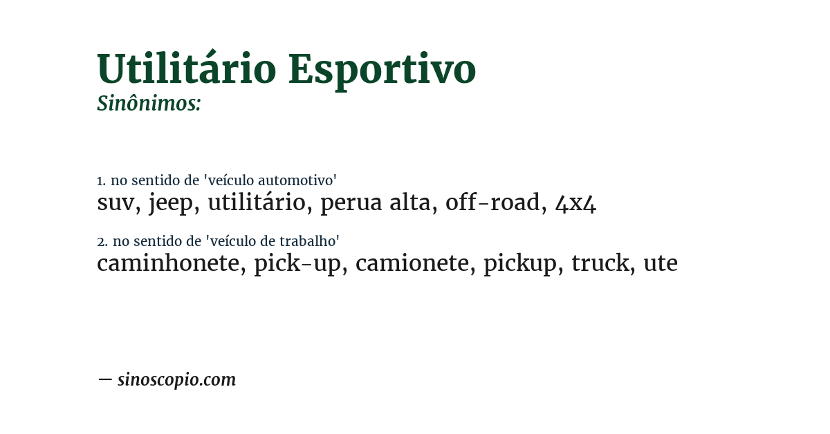 Sinônimo de utilitário esportivo