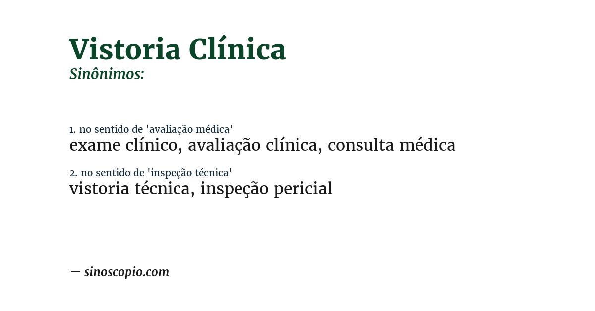 Sinônimo de vistoria clínica
