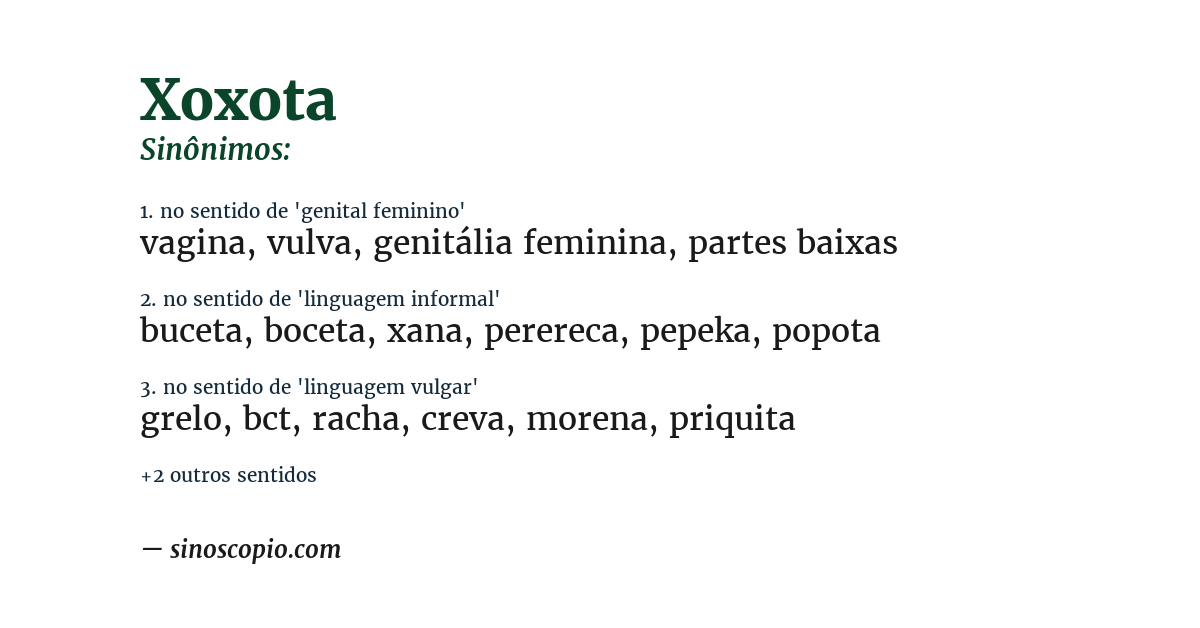 Sinônimo de xoxota