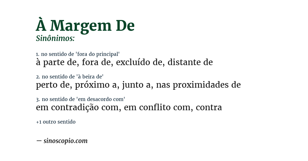 Sinônimo de à margem de