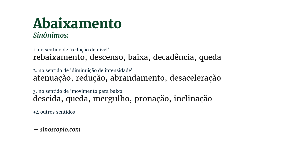 Sinônimo de abaixamento