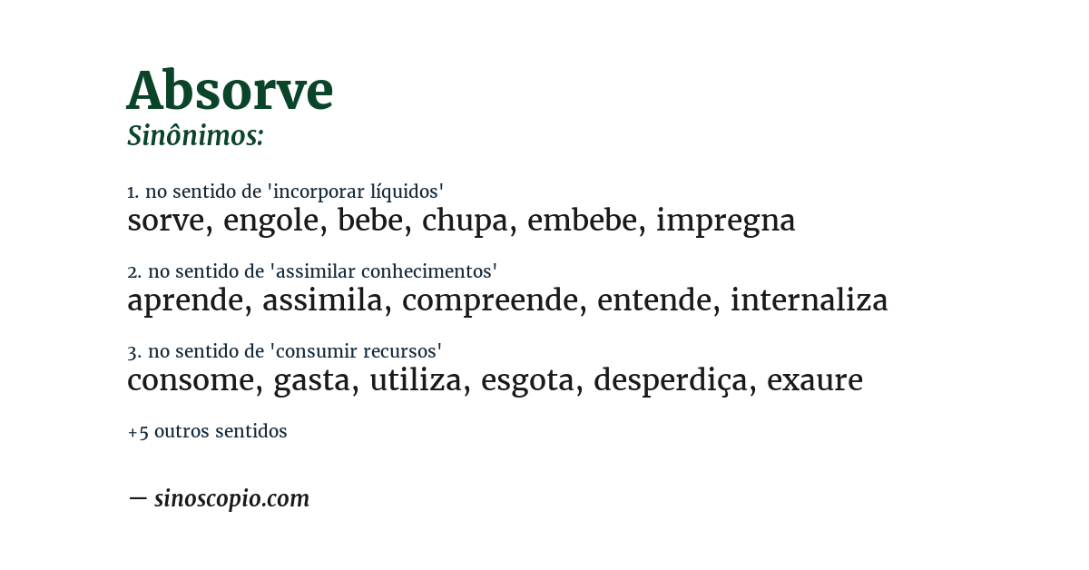 Sinônimo de absorve