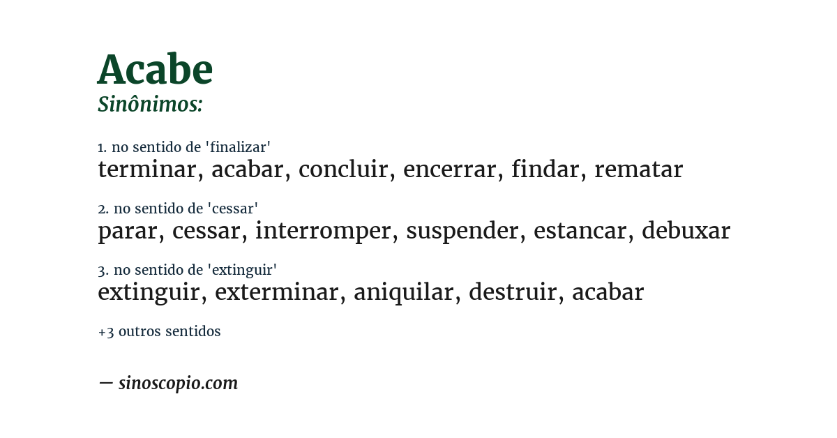 Sinônimo de acabe