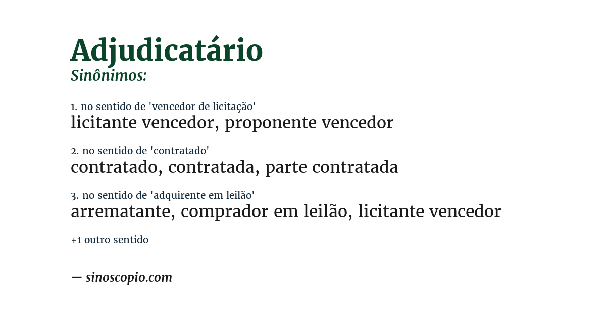 Sinônimo de adjudicatário