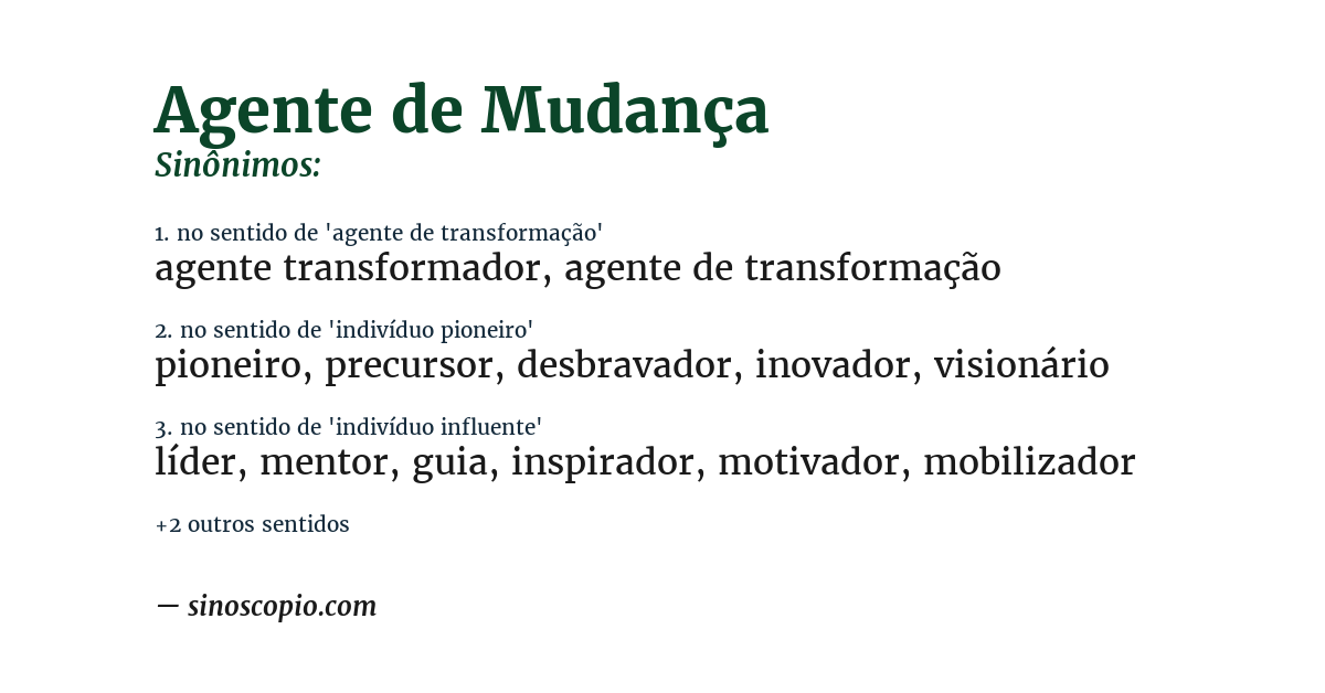 Sinônimo de agente de mudança