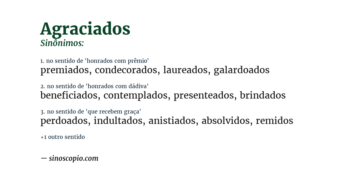 Sinônimo de agraciados