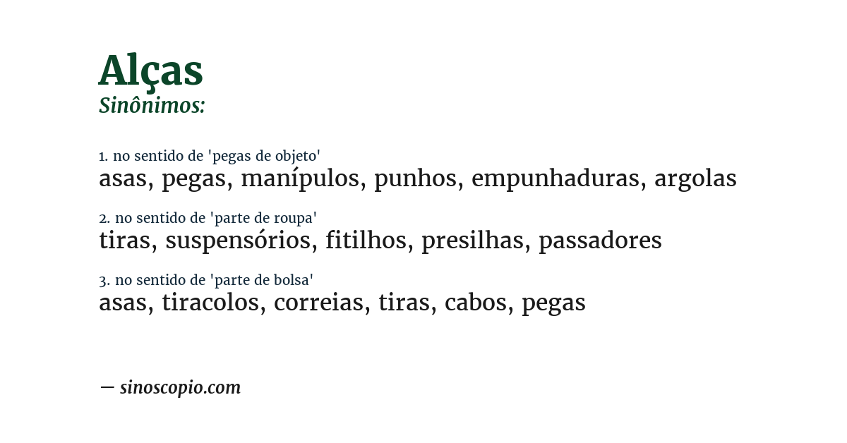 Sinônimo de alças