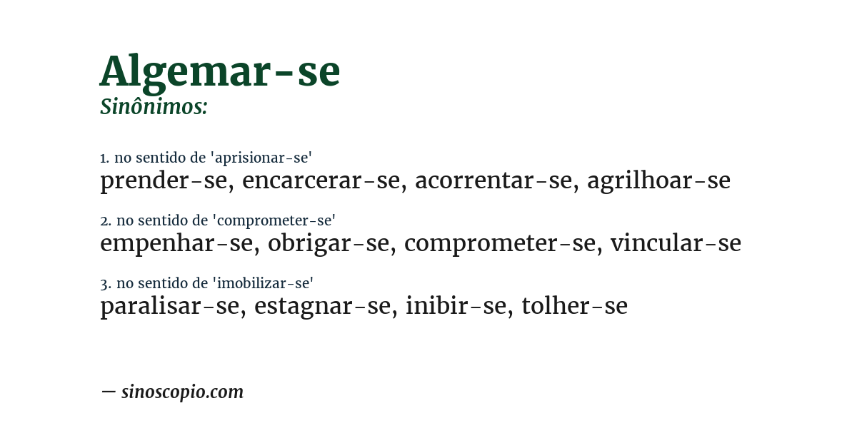 Sinônimo de algemar-se