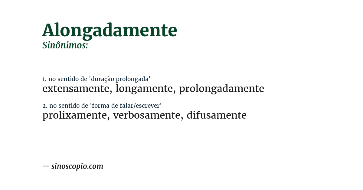 Sinônimo de alongadamente