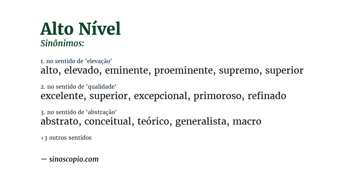 Sinônimo de alto nível
