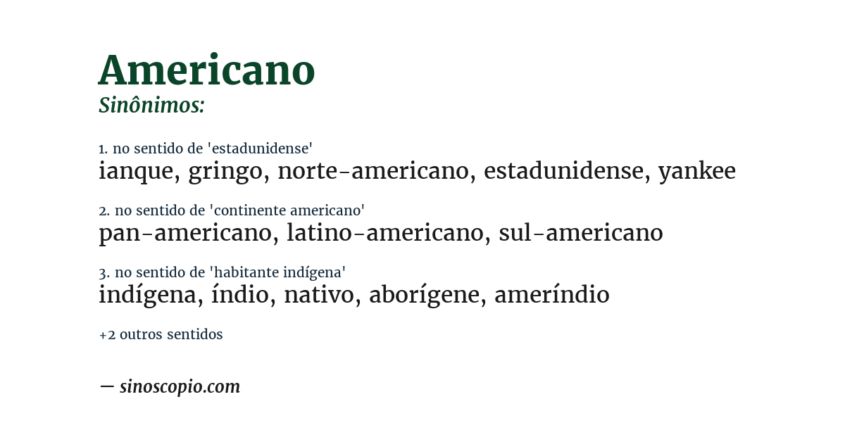 Sinônimo de americano