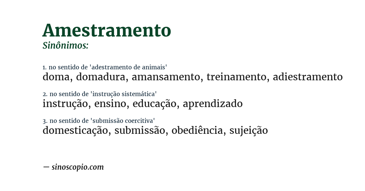 Sinônimo de amestramento