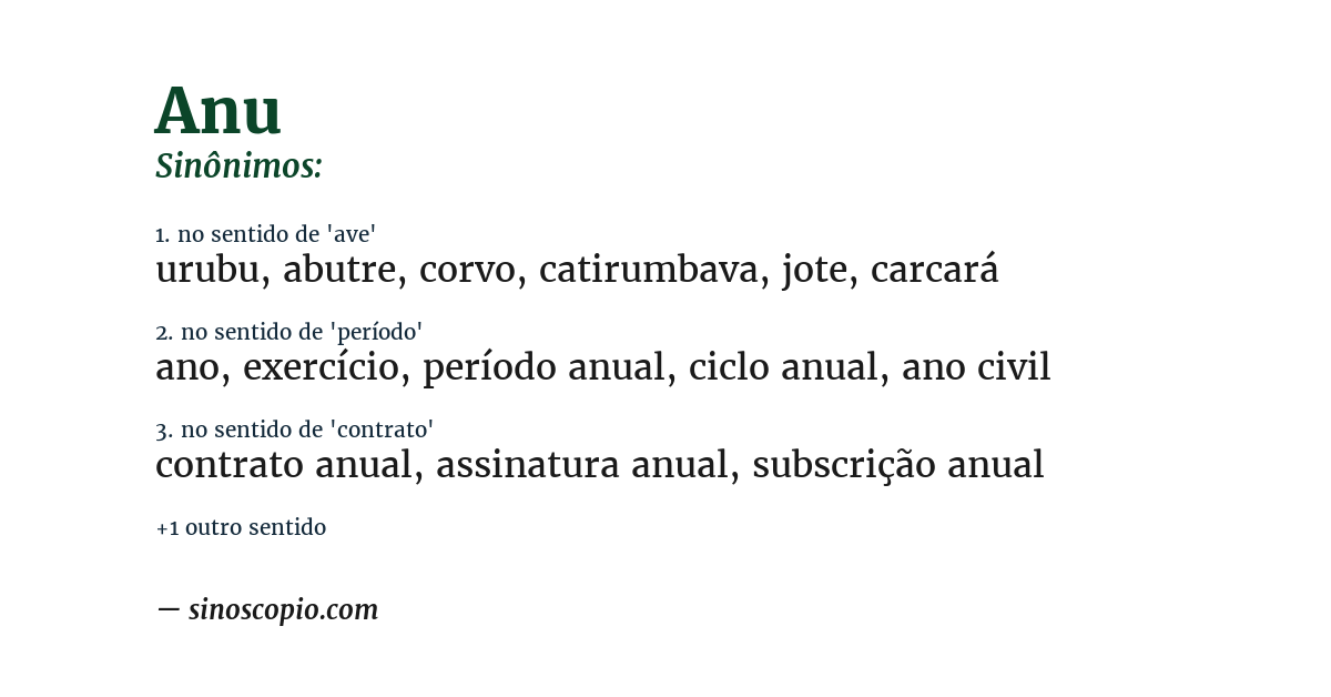 Sinônimo de anu