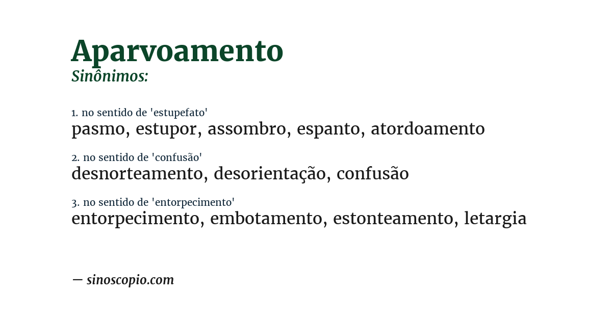 Sinônimo de aparvoamento
