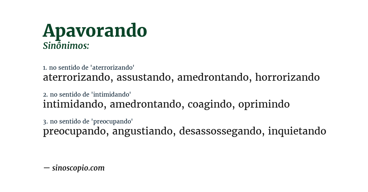 Sinônimo de apavorando