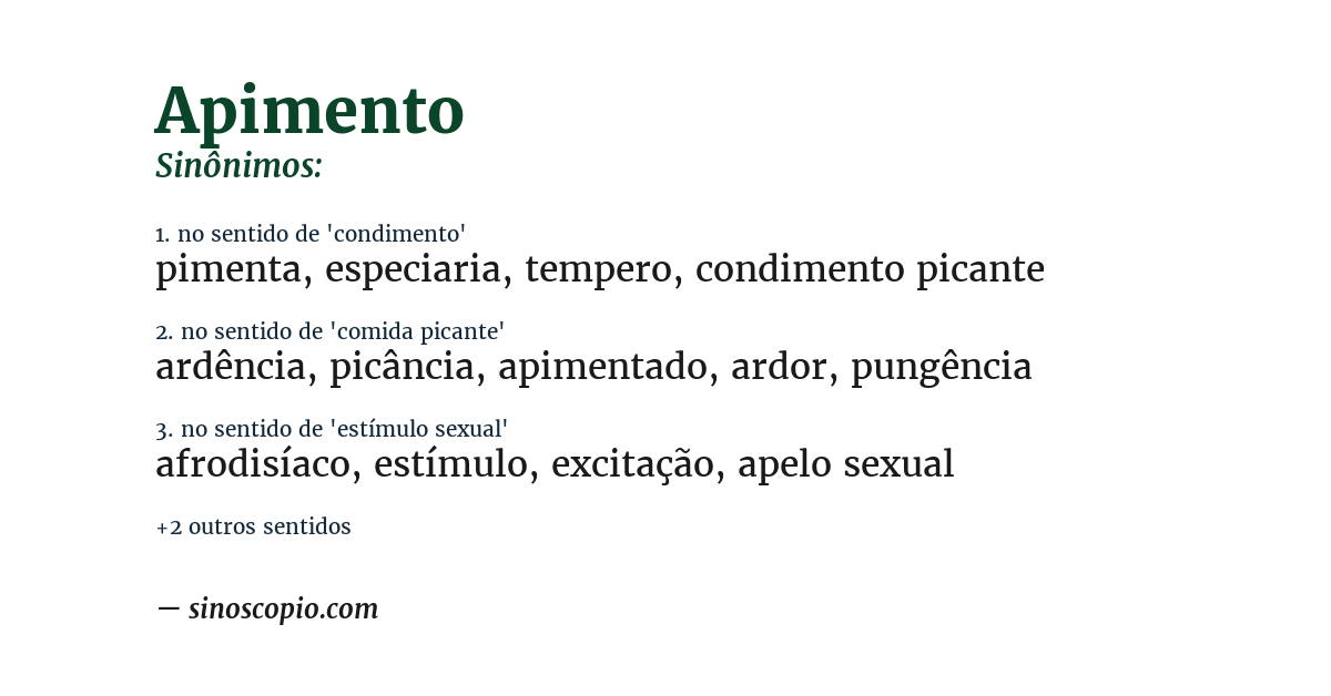 Sinônimo de apimento