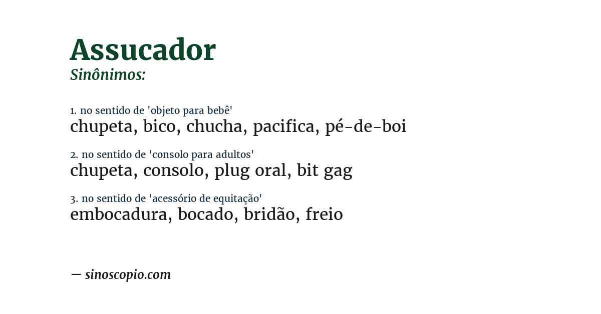 Sinônimo de assucador